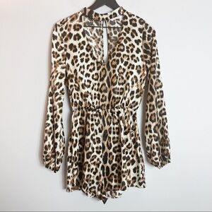 Lush Animal Print Long Sleeve Romper Size M